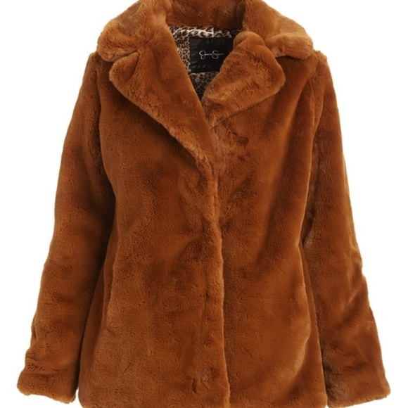 ⭐️NWT⭐️Cognac Faux Fur Car Coat - Picture 2 of 6